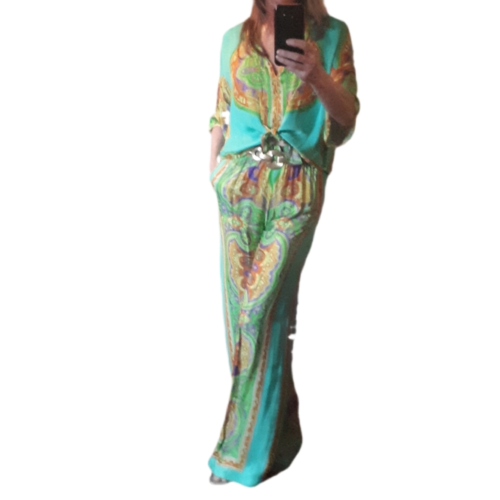 Zara Multicolor Pant And Matching Top